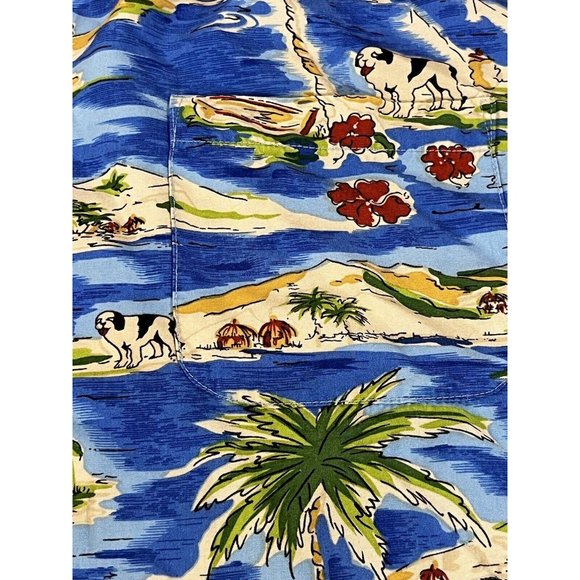 BIG DOGS Tropical Ocean Hawaiian Shirt 5X Palm Trees Water Island Hut - Picture 11 of 14